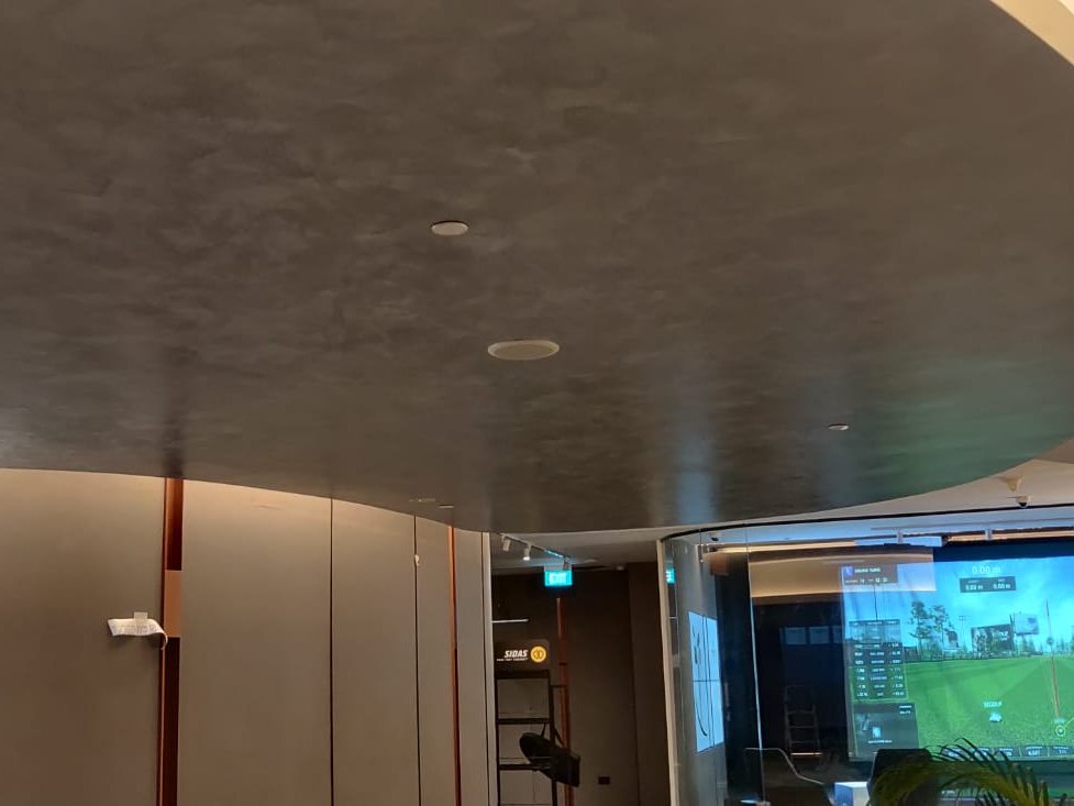 Curved ceiling finished in Murobond Aquaglaze, Furama Hotel