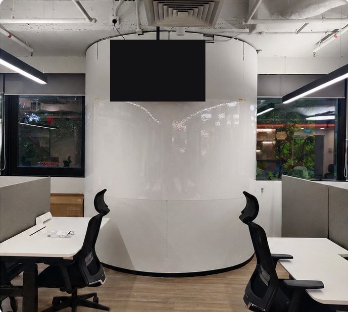 Round pillar turned writable surface, GovTech Singapore
