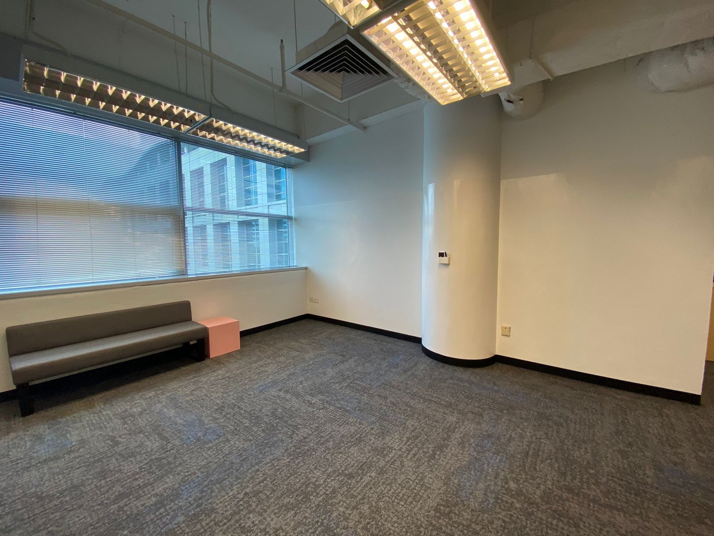 Office wall with magnetic plaster under a white topcoat